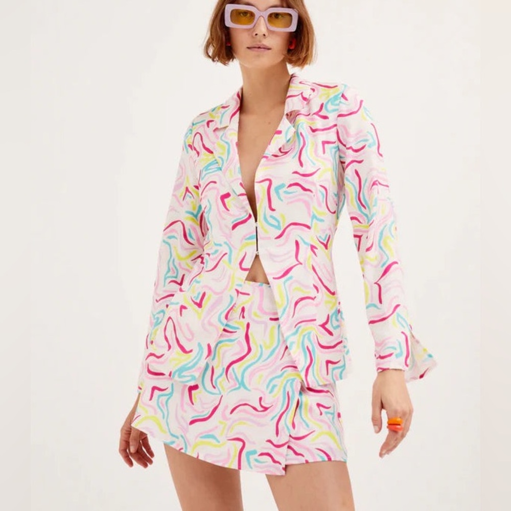 NOAH Feather Light Summer Blazer + Skirt Set For Love & Lemons NWT, Medium